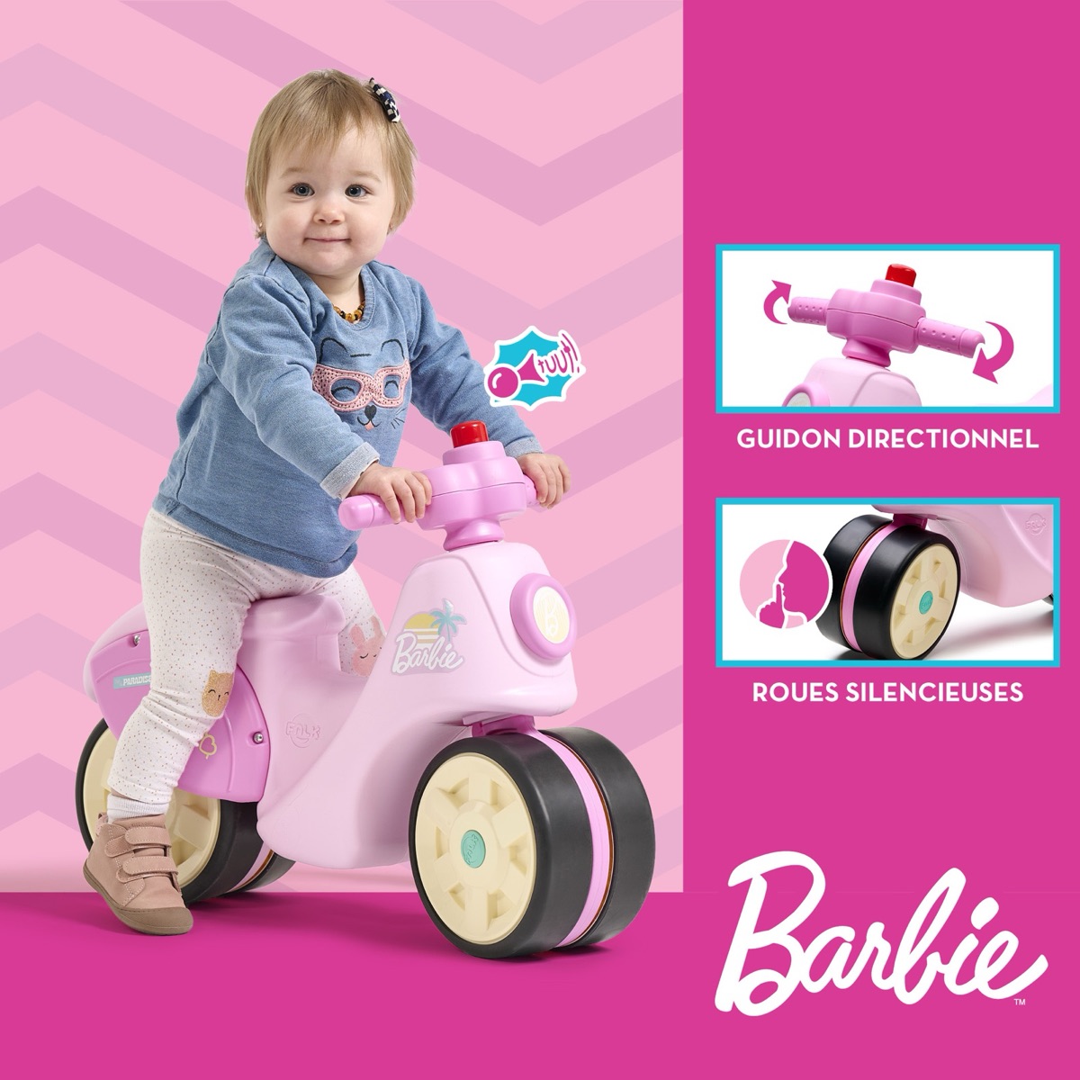 Scooter draisienne Barbie à roues silencieuses – Image 3